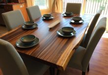 Live Edge Dark Acacia Wood Dining Table - 1 - Woodify