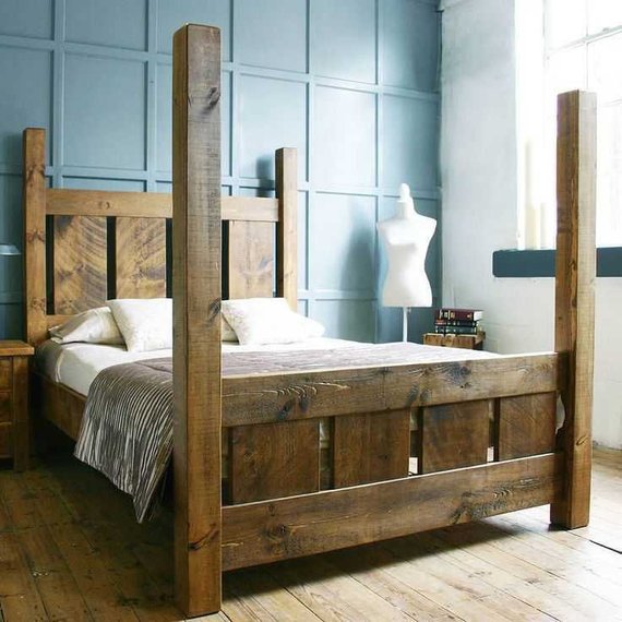 Reclaimed Rustic Barn Wood Bed Frame, Barn Wood Bed Frame Diy