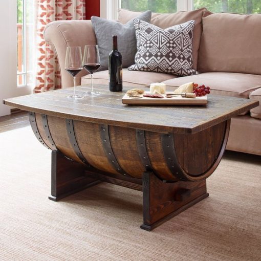 Rustic coffee table, wine barrel coffee table - 1 - Woodify