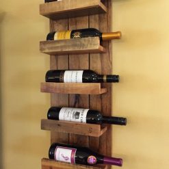 Solid Wood Wall Mounted Wine Rack - 5 Bottles - Woodify