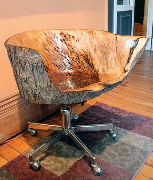 Unique Maple Live Edge Office Chair - 1 - Woodify