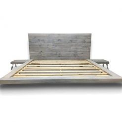Floating Platform Bed with Integrated Side Tables - Reclaimed Wood - 1 - Woodify