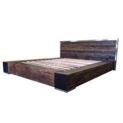 Industrial Style Barnwood Bed Frame - 2 - Woodify