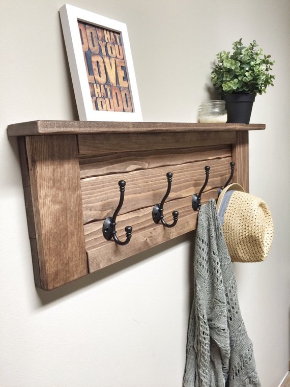 Rustic Wooden Entryway Walnut Coat Rack Woodify Canada