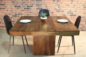 Miranda - Square Rosewood Farmhouse Table Honey Walnut Finish - Woodify