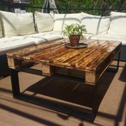 Black Epoxy outdoor Coffee table with black steel legs - Woodify 1