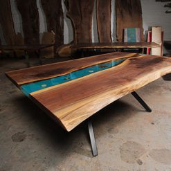Live Edge Walnut River Dining Table with K shaped legs - Woodify 4