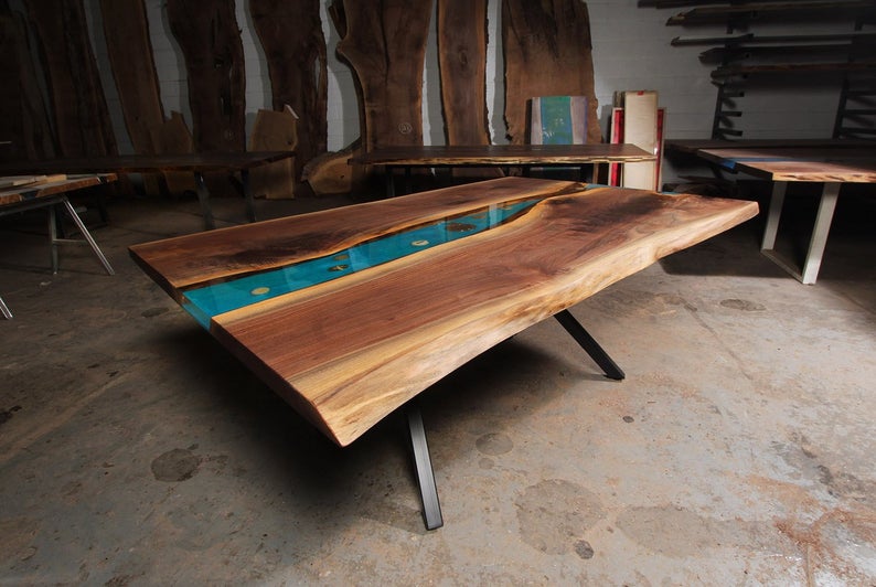 Live Edge Walnut River Dining Table, Walnut Dining Table Canada