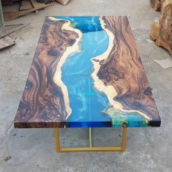 Blue Epoxy River Resin Coffee Table
