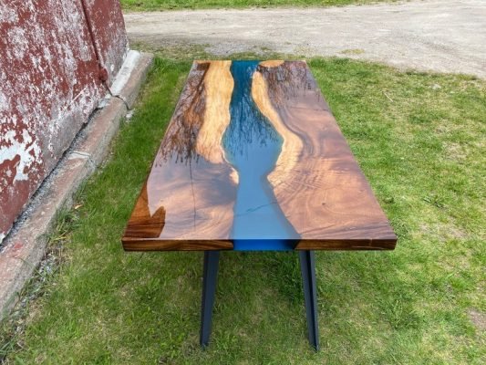 Live Edge Acacia Slab River Dining Table