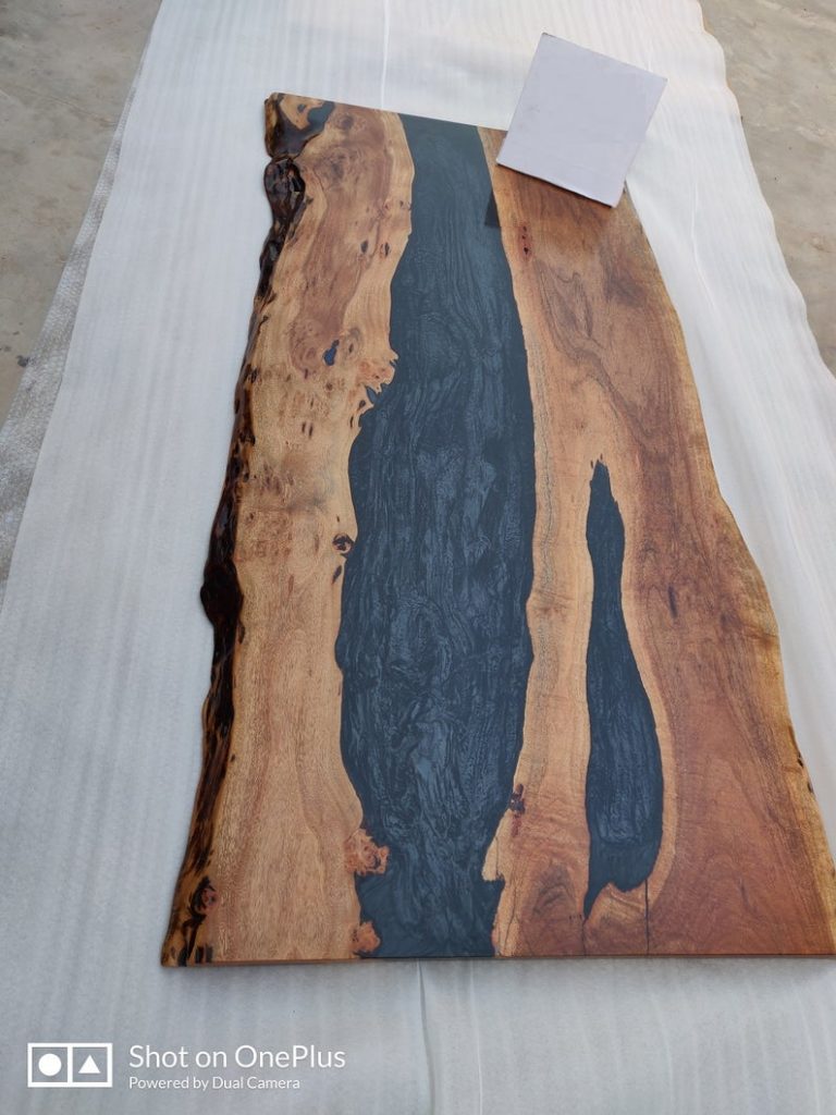 Acacia Black Epoxy Resin Table Top 6x3ft Live Edge Woodify Canada