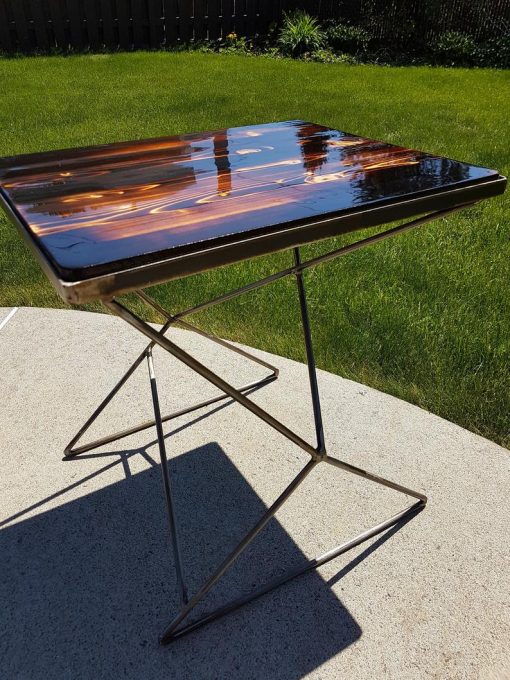 Burned Wood Steel Table - Woodify 1
