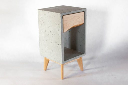 Concrete & Live Edge Maple Wood Drawer Nightstand or End Table - Woodify
