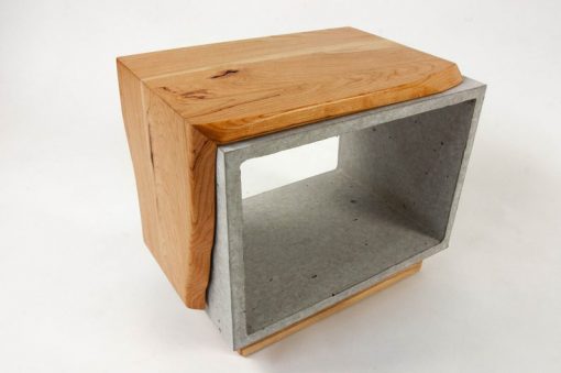 Concrete & Live Edge Solid Cherry Wood Side Table - Woodify