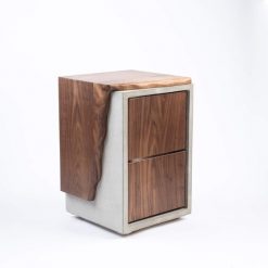Concrete & Live Edge Wood Nightstand with 2 Drawers - Woodify