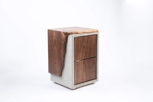 Concrete & Live Edge Wood Nightstand with 2 Drawers - Woodify