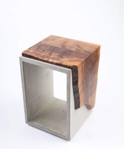 Live Edge Black Walnut & Concrete Side Table or Stool - Woodify