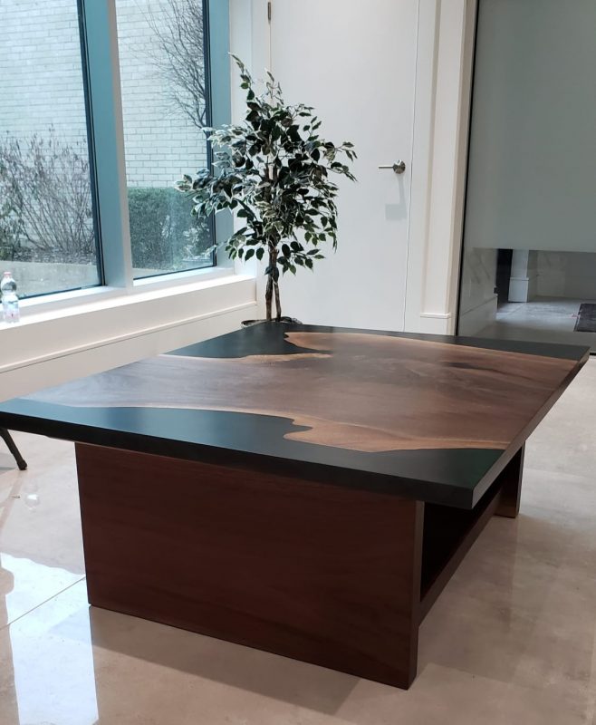 40" x 48" Black Epoxy Walnut Coffee Table Woodify Canada