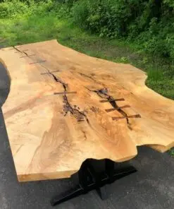Large Live Edge Ash Dining Table With Welded