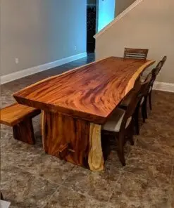 Live Edge Dining Table With A Hand Crafted Trestle Base
