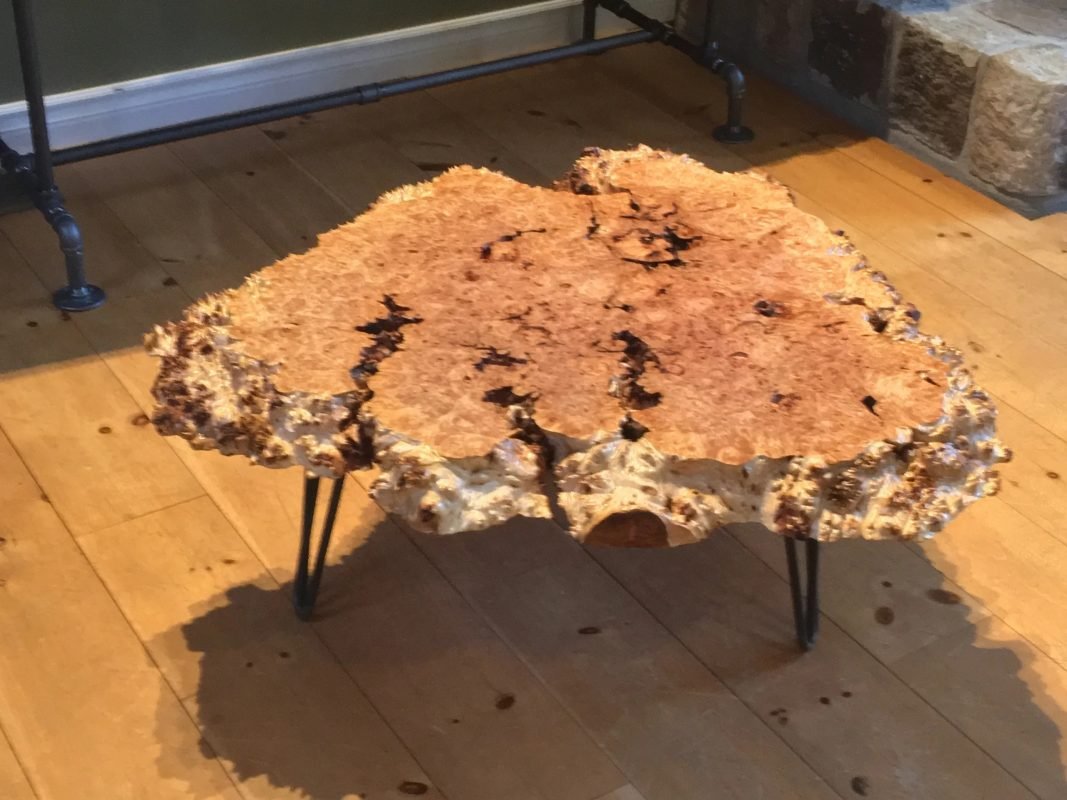Maple Burl Slab Coffee Table