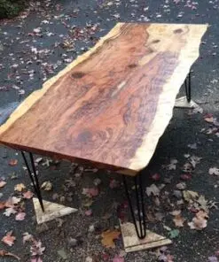 Redwood Slab Dining Table With Live Edges