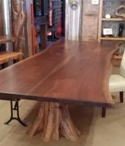 Walnut Live Edge Table With Custom Root Bases
