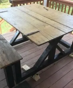 Wooden Dining Table With Benches