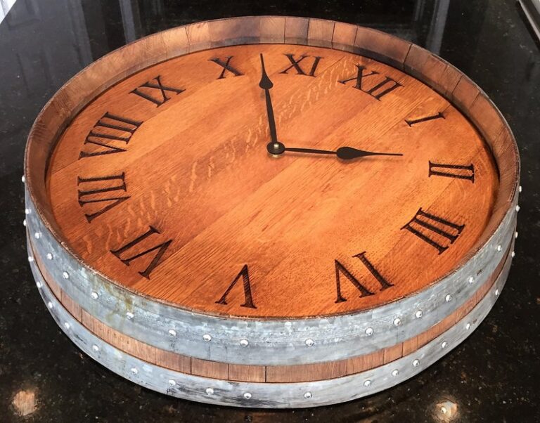 Old Wine Barrel Head Clock Woodify Canada