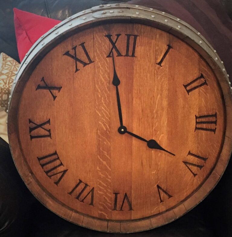 Old Wine Barrel Head Clock Woodify Canada