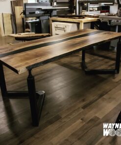 zIndustrial Black Epoxy Walnut Dining Table - Woodify Canada