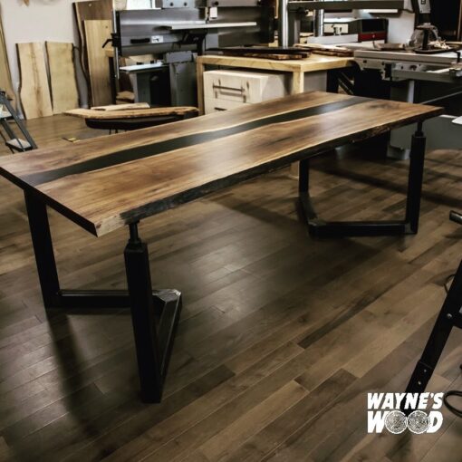 zIndustrial Black Epoxy Walnut Dining Table - Woodify Canada
