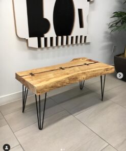 Live edge Manitoba maple coffee table with butterfly joints - Woodify Canada