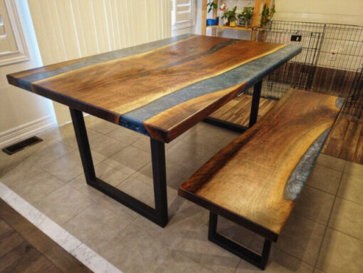 Epoxy River Table with Bench - Woodify Canada