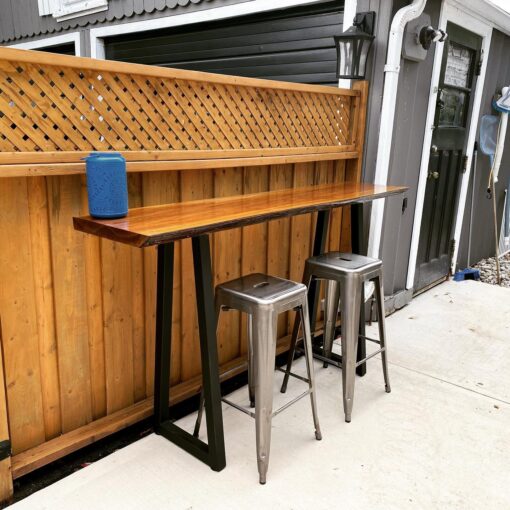 Outdoor Black Walnut live edge bar height table 4 - Woodify Canada