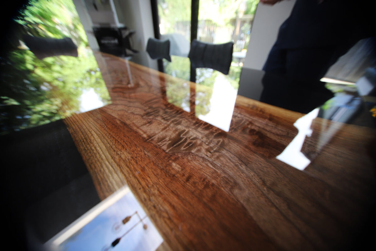 Dining Table with Walnut Slab in Epoxy Flood Coat Woodify Canada