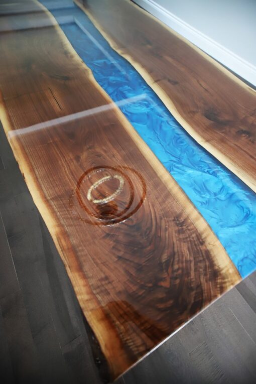 Anglewood Blue Epoxy River Table - Woodify