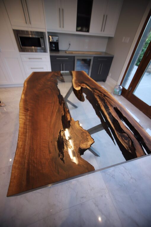 Clear Epoxy River Table - Anglewood - Woodify 12