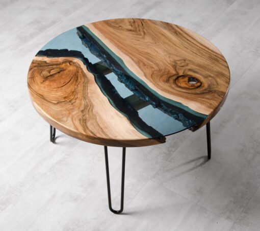 Glass Live Edge River Coffee Table Walnut 1- Woodify