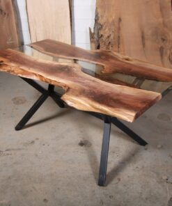 Live Edge Walnut Kitchen River Table with K shaped Legs - Woodify Canada