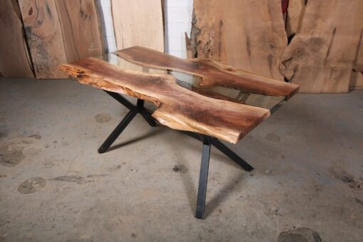 Live Edge Walnut Kitchen River Table with K shaped Legs - Woodify Canada