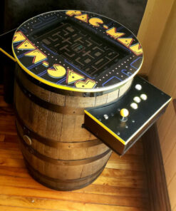 Solid Oak Barrel Pac Man Cocktail Arcade machine - Woodify Inc 3