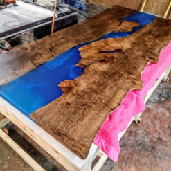 8ft by 3.5ft Epoxy River Table Gold Legs 200 yrld slabs - Woodify