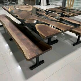10ft x 4ft and 5.5ft x 4ft Epoxy River Matching Tables with Benches 6