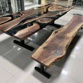 10ft x 4ft and 5.5ft x 4ft Epoxy River Matching Tables with Benches 5