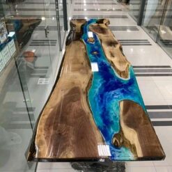 Epoxy Ocean Waterfall Live Edge Conference Table