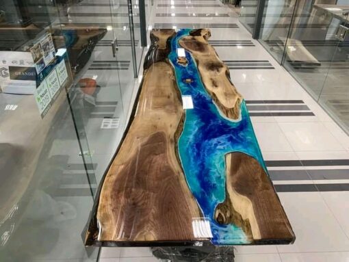 Epoxy Ocean Waterfall Live Edge Conference Table