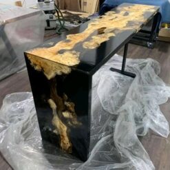 Manitoba Red Spalted Maple Burl Epoxy "Waterfall" Bar Top