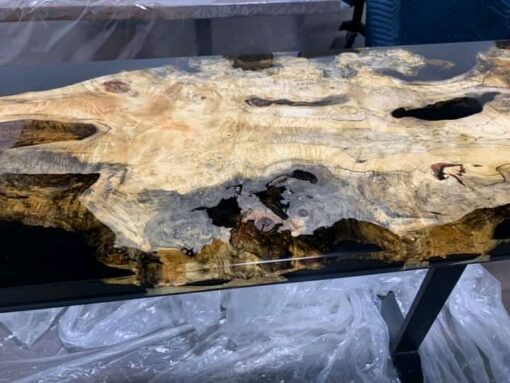 Manitoba Red Spalted Maple Burl Epoxy "Waterfall" Bar Top 1