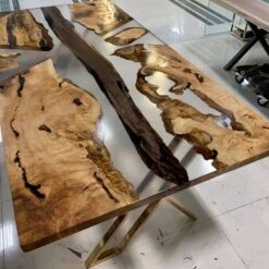 Ultra Clear Epoxy Table with Burl Slabs